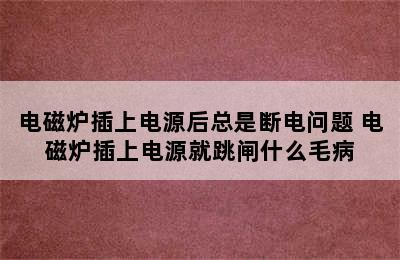 电磁炉插上电源后总是断电问题 电磁炉插上电源就跳闸什么毛病